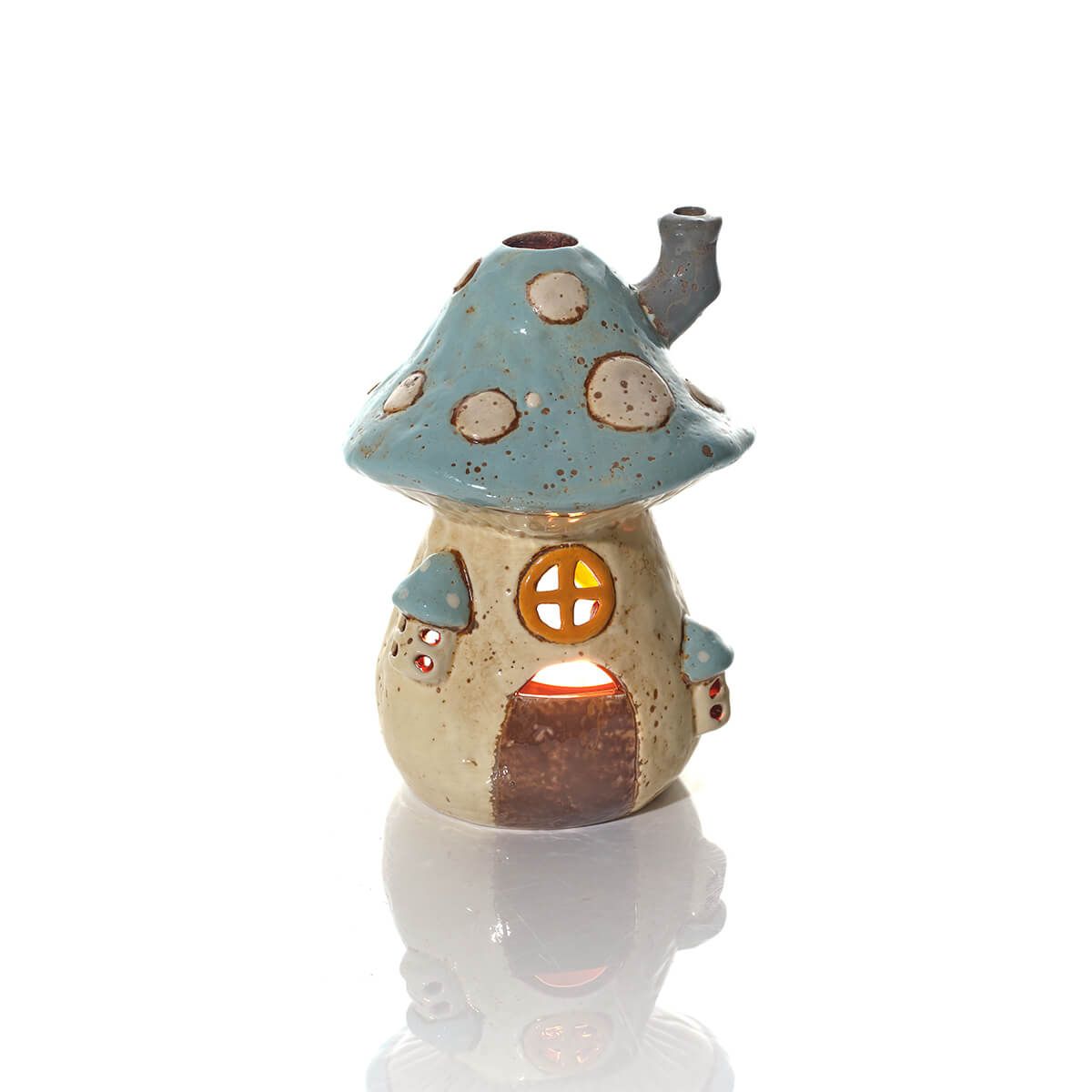 LANGS Toadstool Stoneware Tealight Holder House 17.5cm