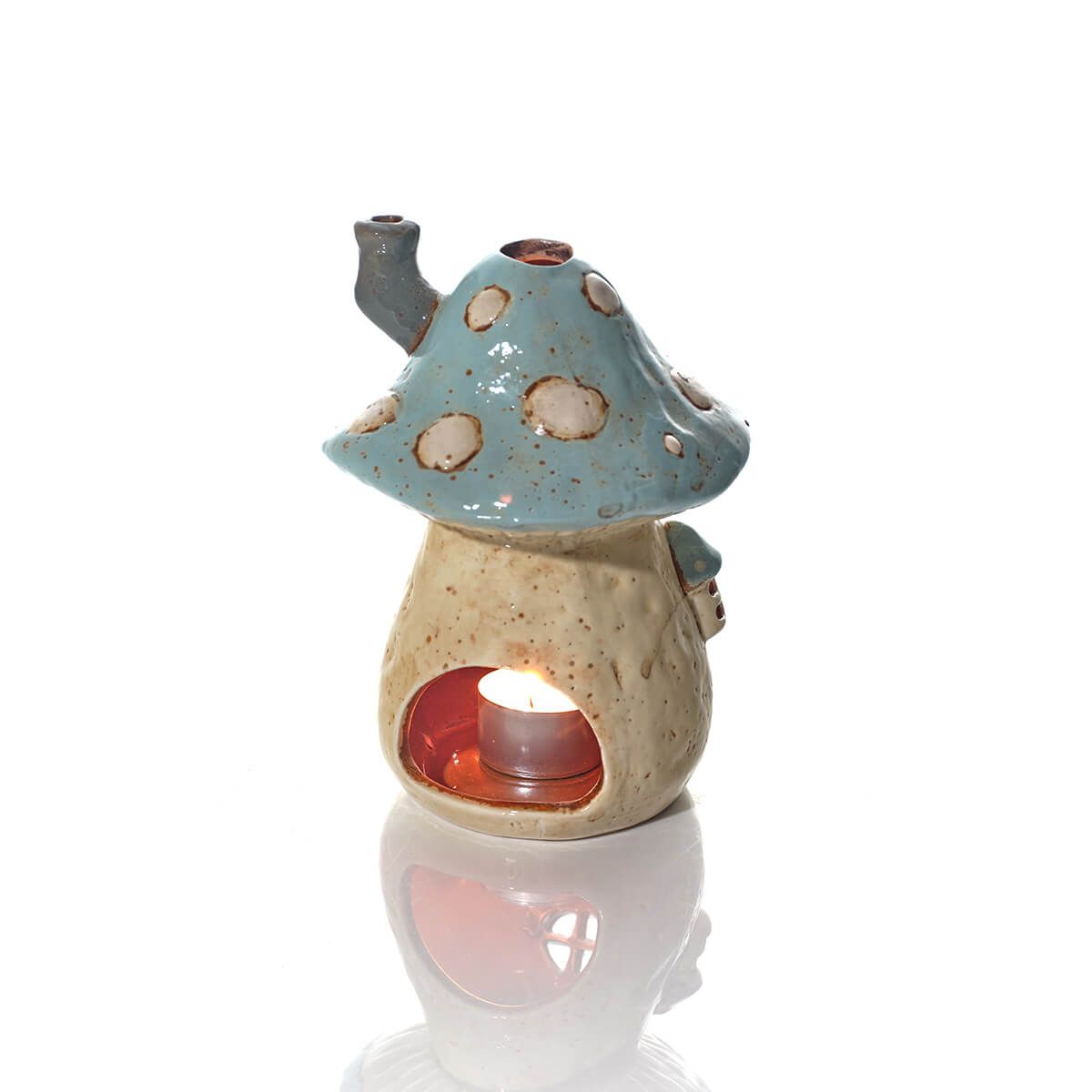 LANGS Toadstool Stoneware Tealight Holder House 17.5cm