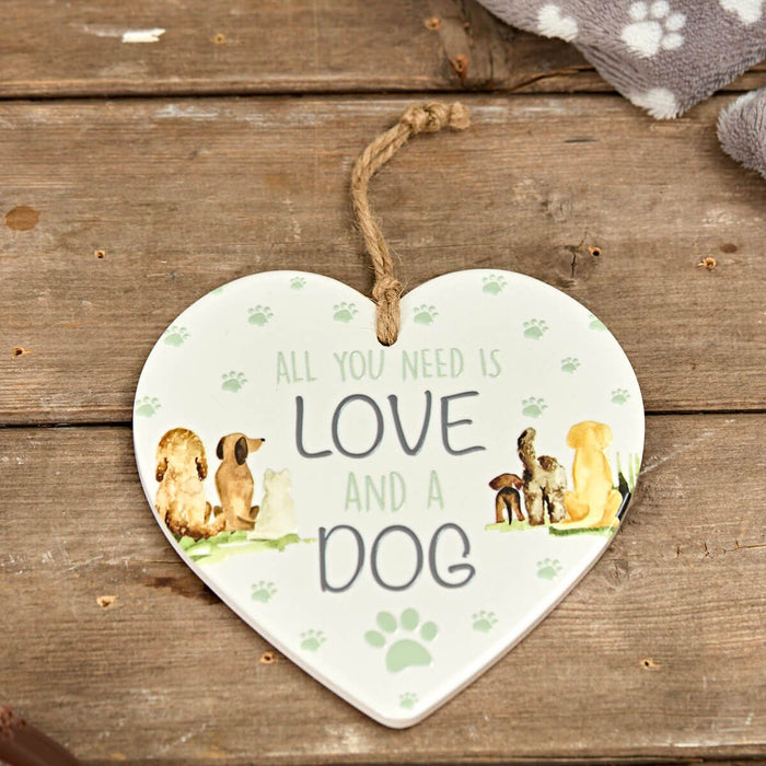 LANGS Dog Quote Ceramic Heart Hanging Ornament 15cm