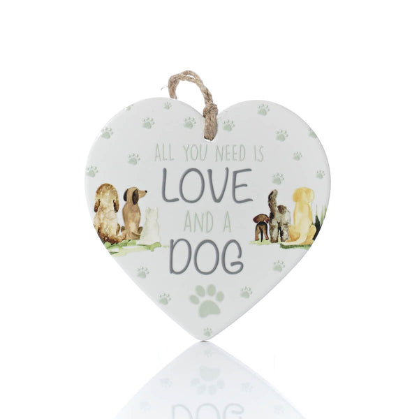 LANGS Dog Quote Ceramic Heart Hanging Ornament 15cm