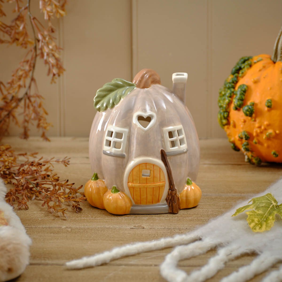 LANGS Harvest Home Pumpkin Tea Light House 16cm