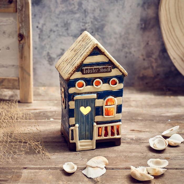 LANGS Beach Hut Stoneware Candle Holder 21.5cm