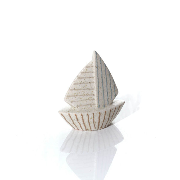 LANGS Stoneware Textured Striped Boat Ornament 16.5cm