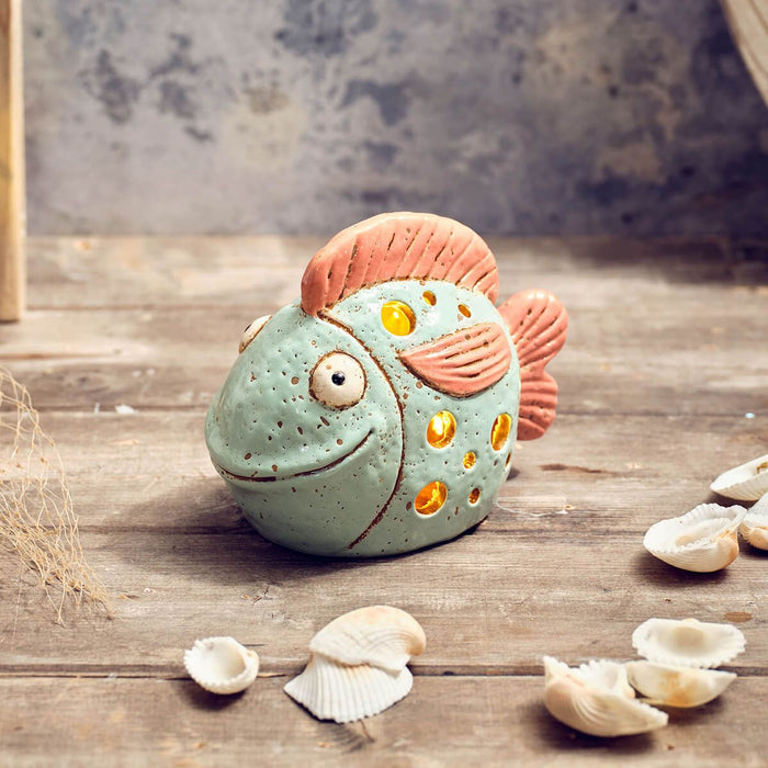 LANGS Fish Stoneware LED Ornament 15.5x12cm