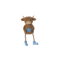 LANGS Highland Cow with Blue Star Shelf Sitter 7.5cm
