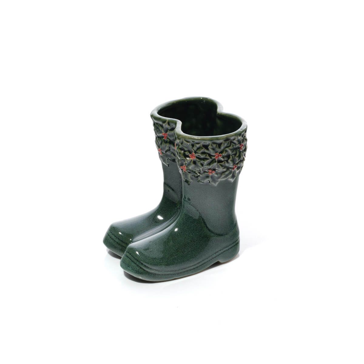 LANGS Christmas Holly Green Welly Boot Planter 15.5cm