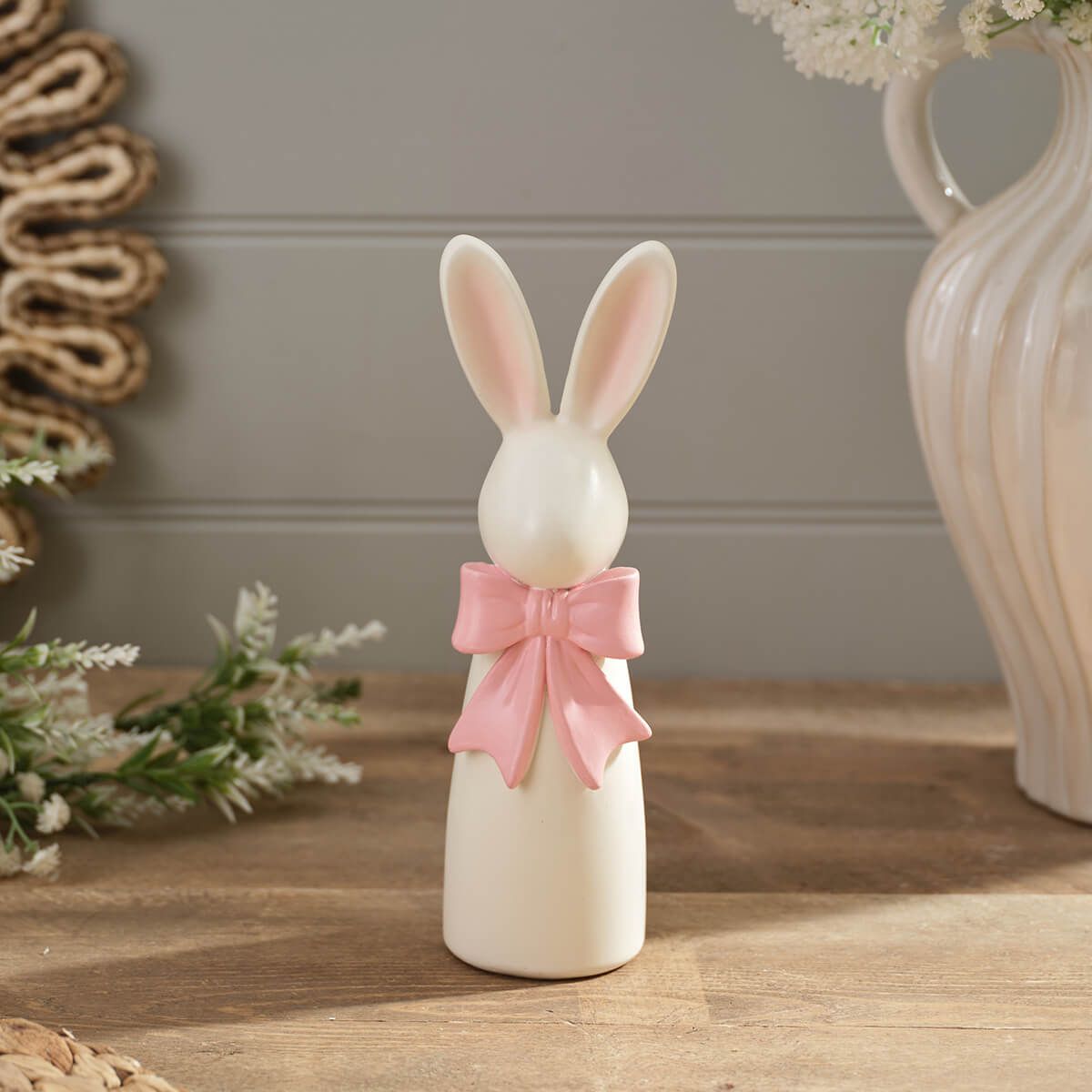 LANGS Standing Easter Bunny with Pink Bow Figurine 22cm