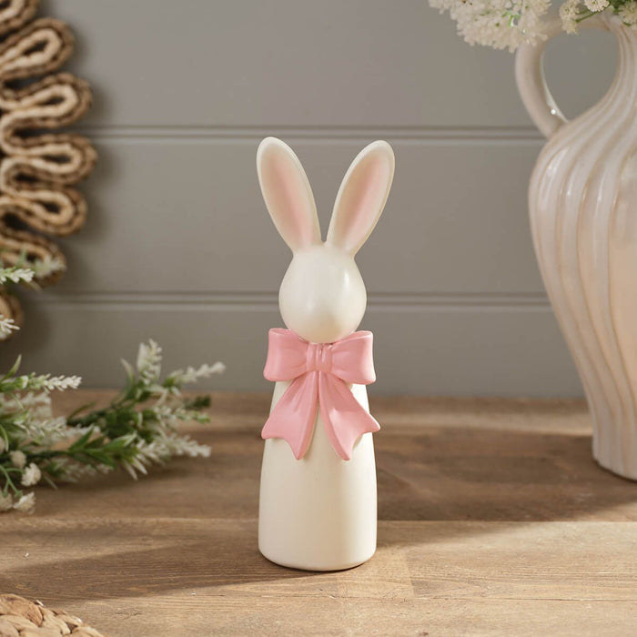 LANGS Standing Easter Bunny with Pink Bow Figurine 22cm