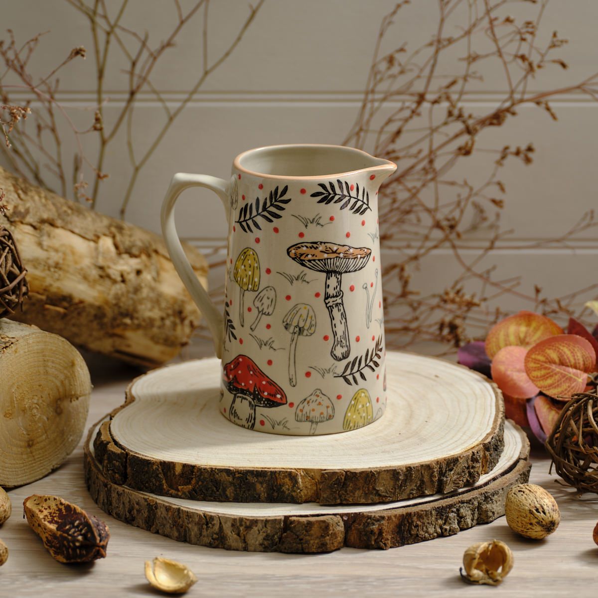 LANGS Toadstool Tales Ceramic Handpainted Jug 15.5cm