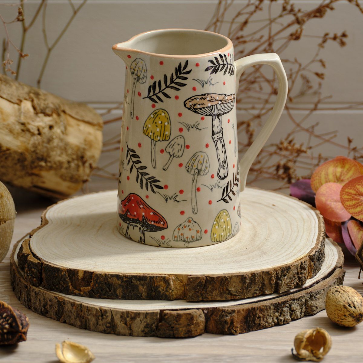 LANGS Toadstool Tales Ceramic Handpainted Jug 15.5cm