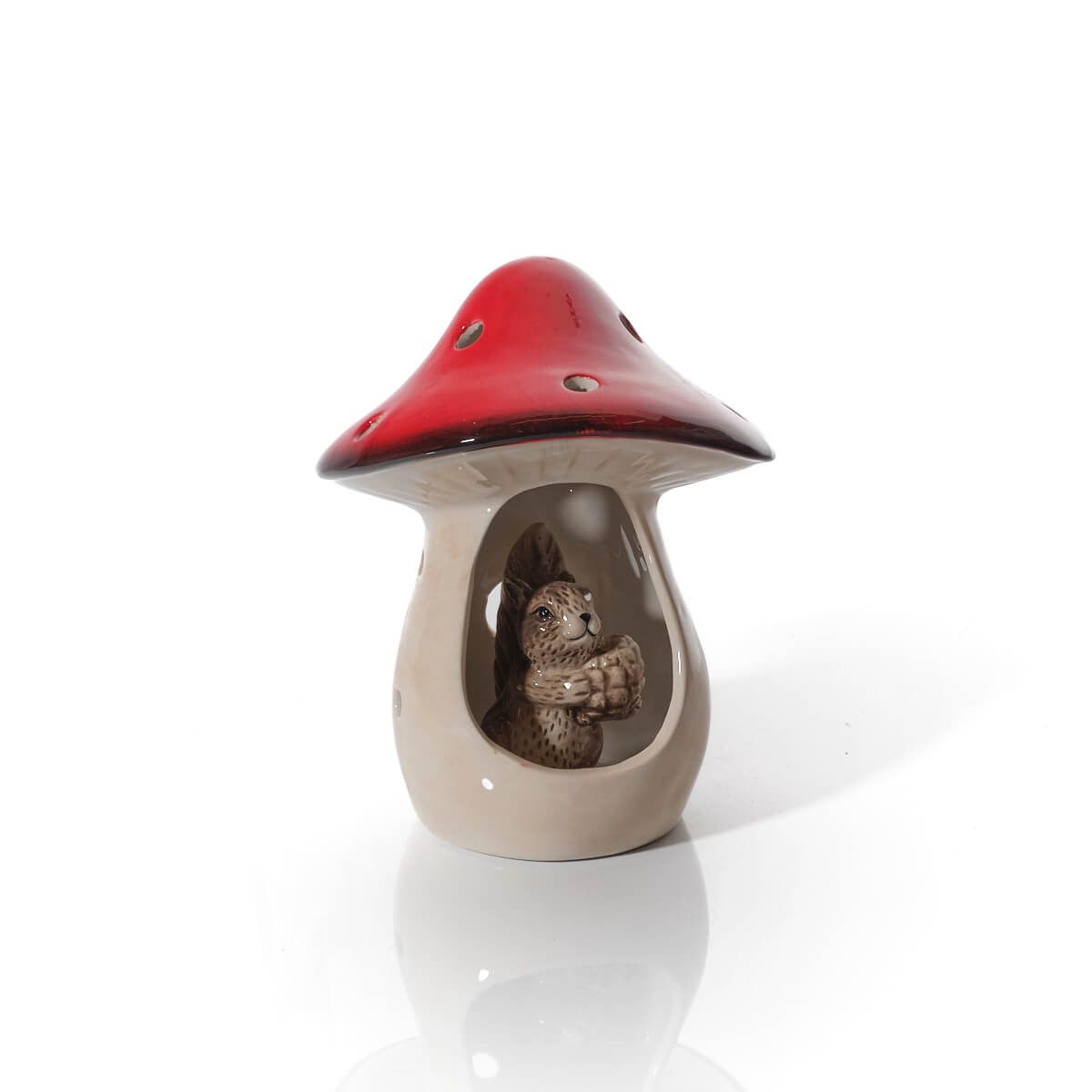 LANGS Mushroom with Squirrel Ceramic Ornament 21.5cm