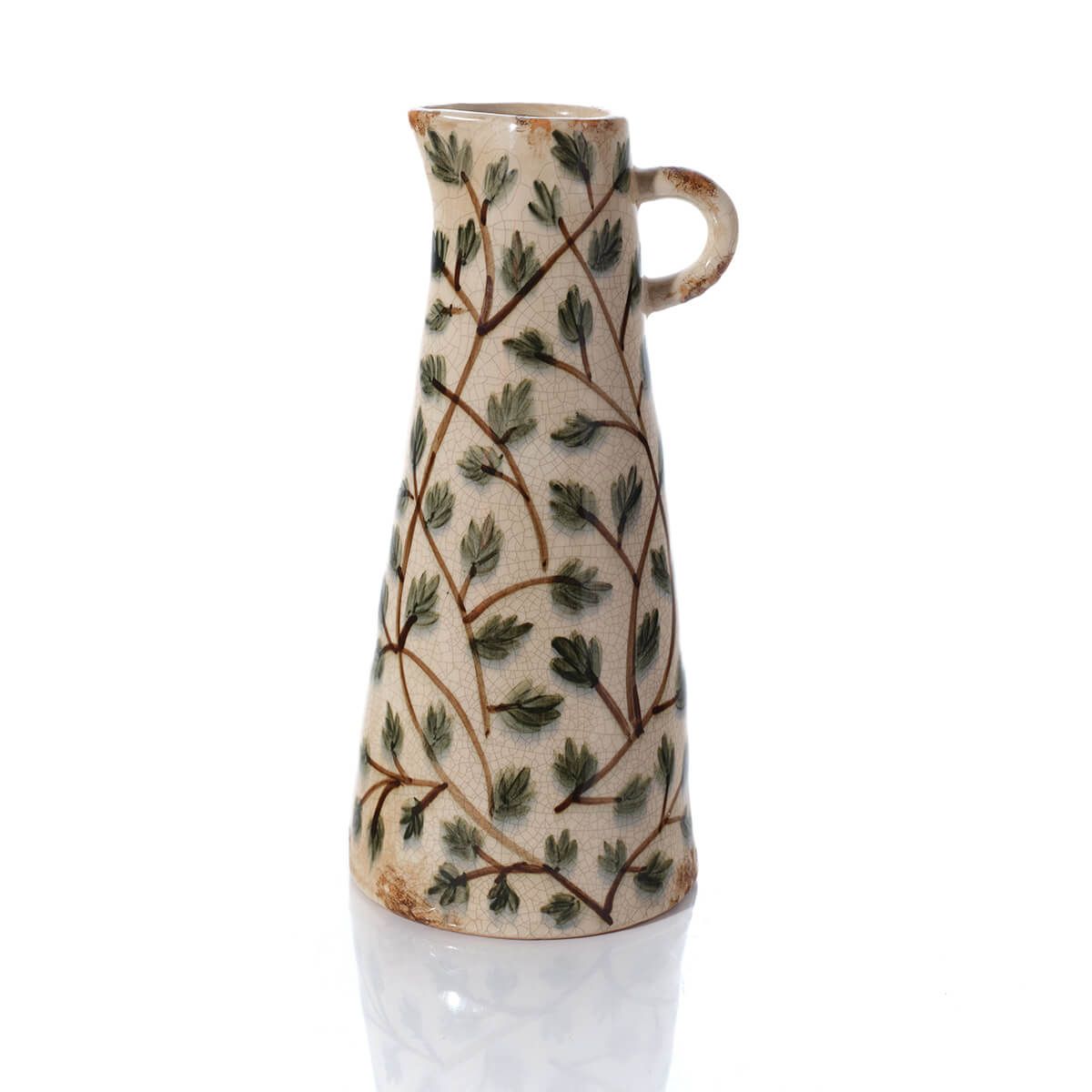 LANGS Glazed Large Leaf Vine Pattern Conical Vase 30.5cm