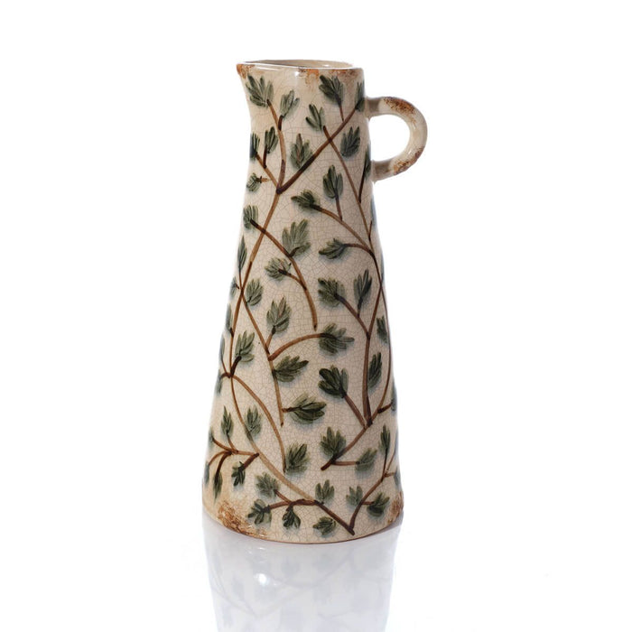 LANGS Glazed Large Leaf Vine Pattern Conical Vase 30.5cm