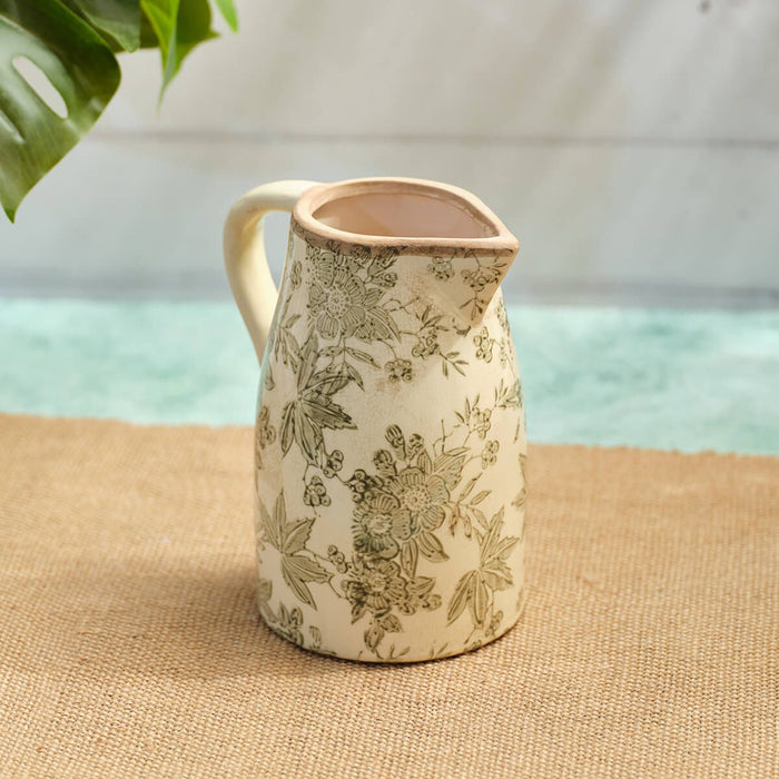 LANGS Green Vintage Floral and Leaf Medium Decorative Jug 19cm