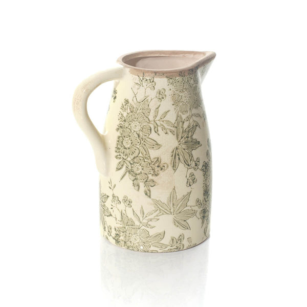 LANGS Green Vintage Floral and Leaf Medium Decorative Jug 19cm
