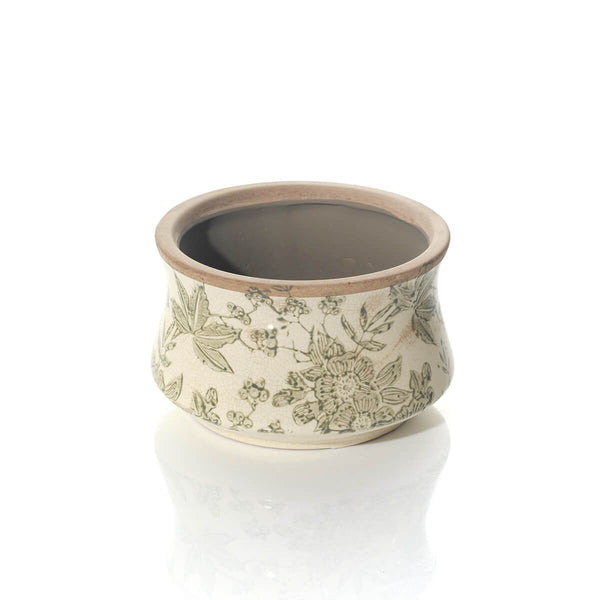 LANGS Green Vintage Floral and Leaf Medium Planter 15cm