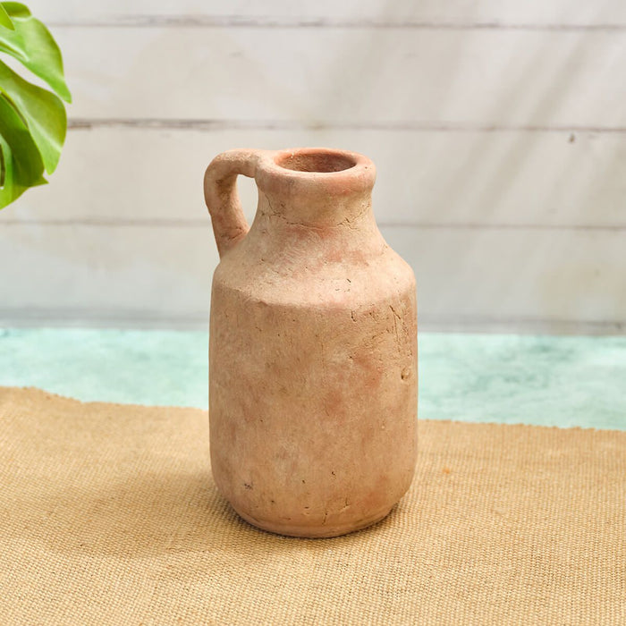 LANGS Rustic Terracotta Finish Vase with Handle 24cm
