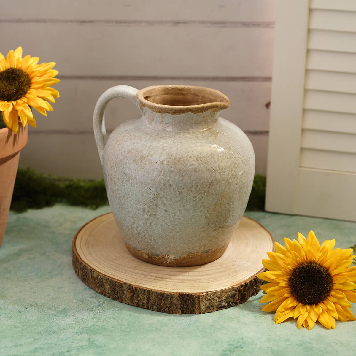 LANGS Antique Reactive Glaze Vase with Handle 20cm - Grey