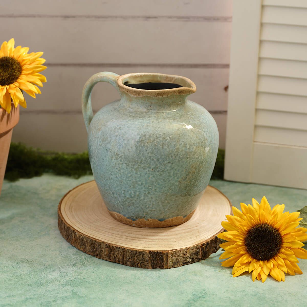 LANGS Antique Reactive Glaze Vase with Handle 20cm - Blue