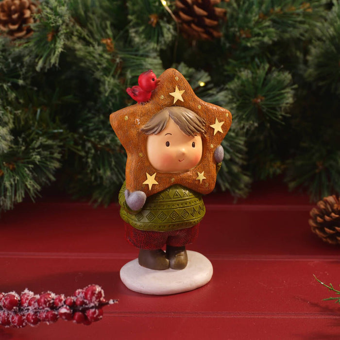 LANGS Noel Boy with Gingerbread Star Hat Figurine 17.5cm