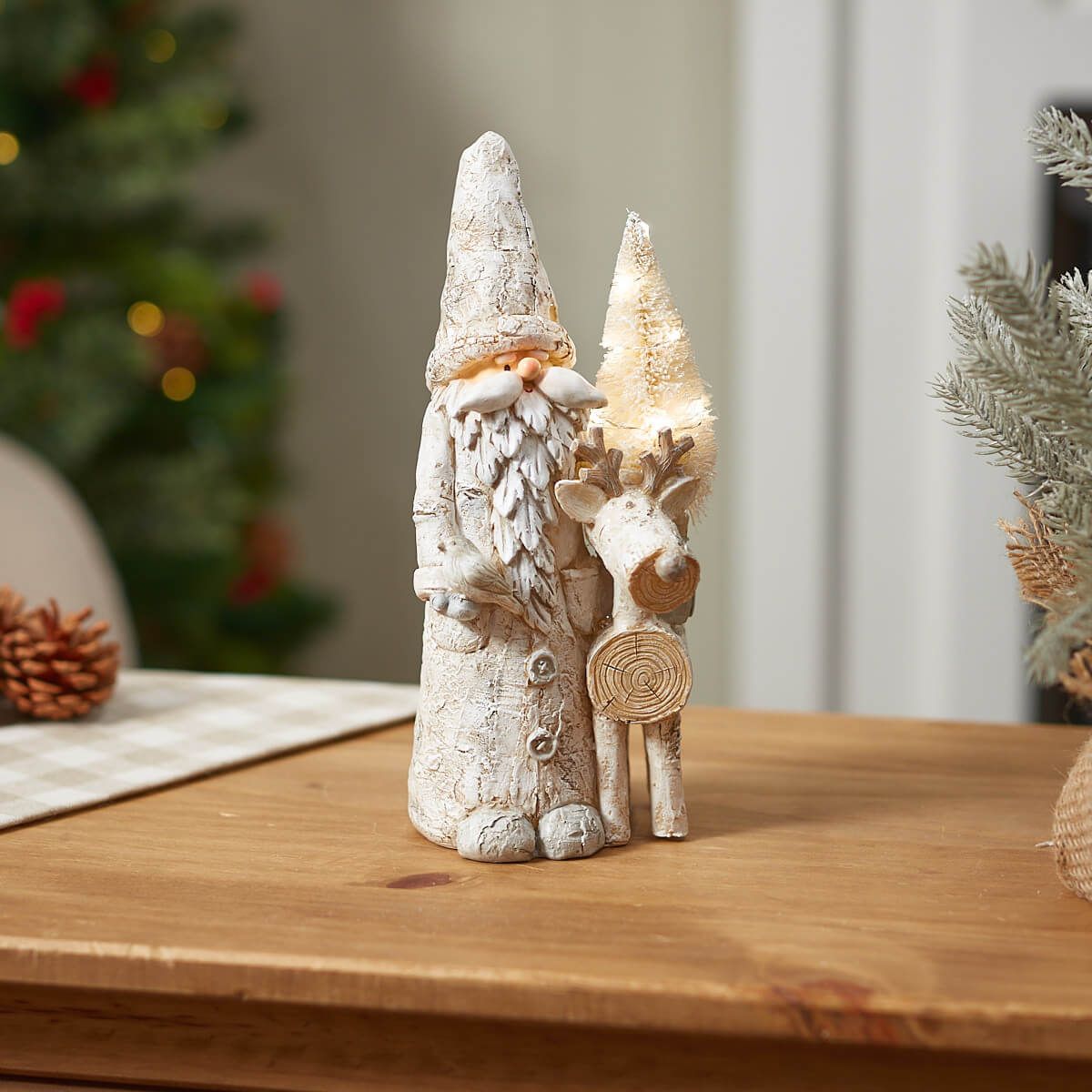 LANGS Christmas LED Santa with Reindeer Ornament 25.5cm