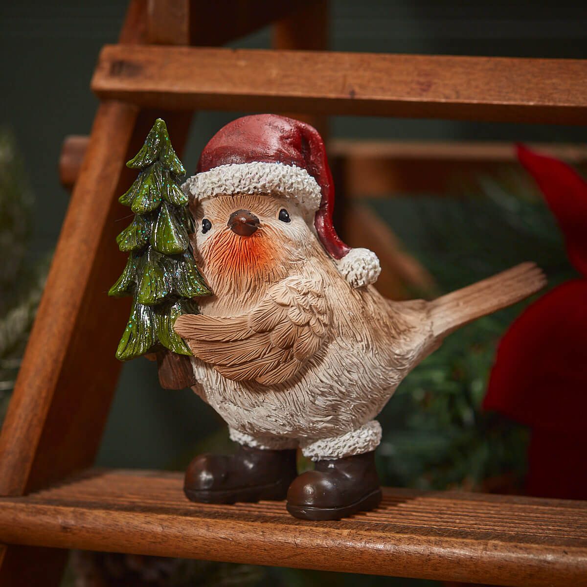 LANGS Robin Holding a Christmas Tree Figurine 13.5cm