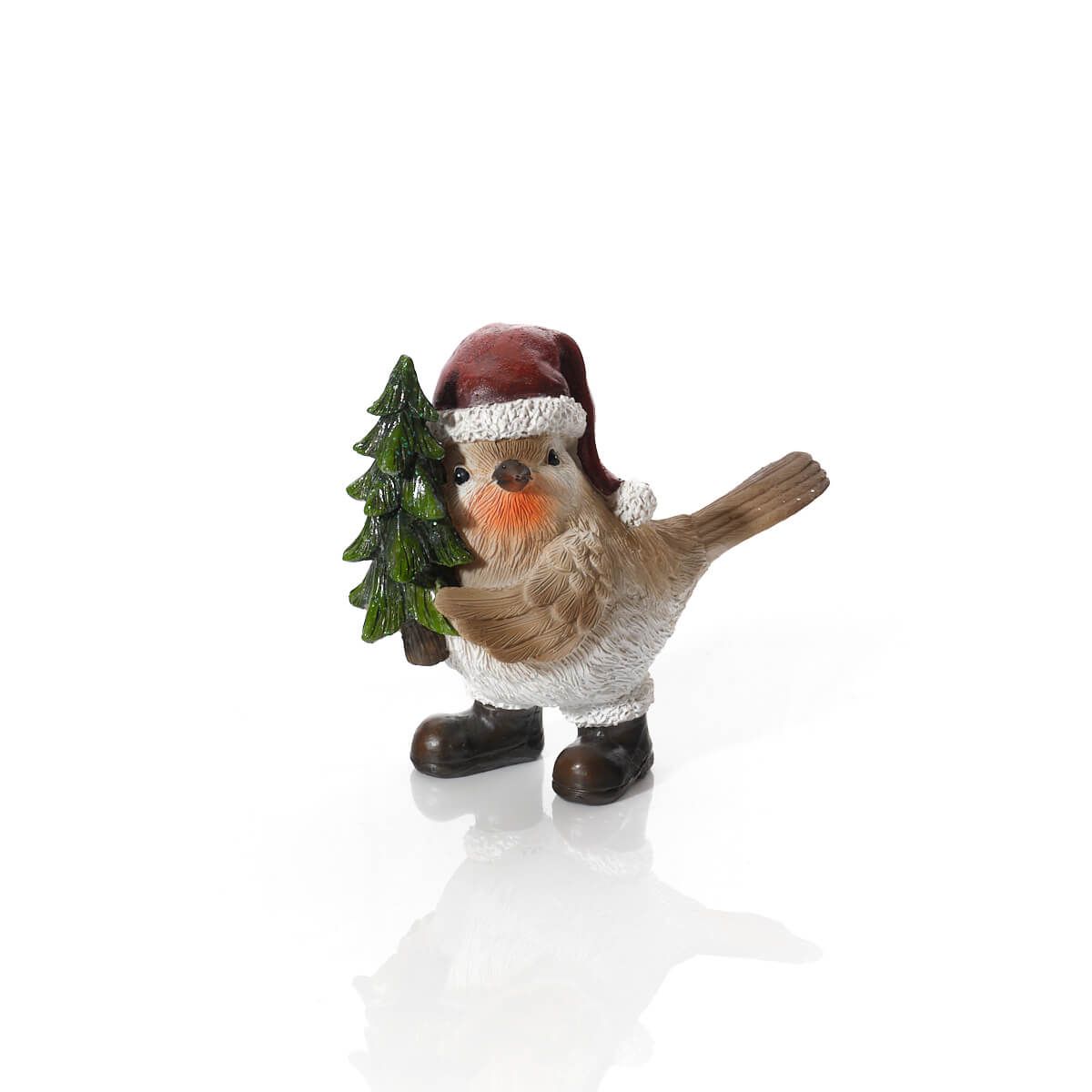 LANGS Robin Holding a Christmas Tree Figurine 13.5cm