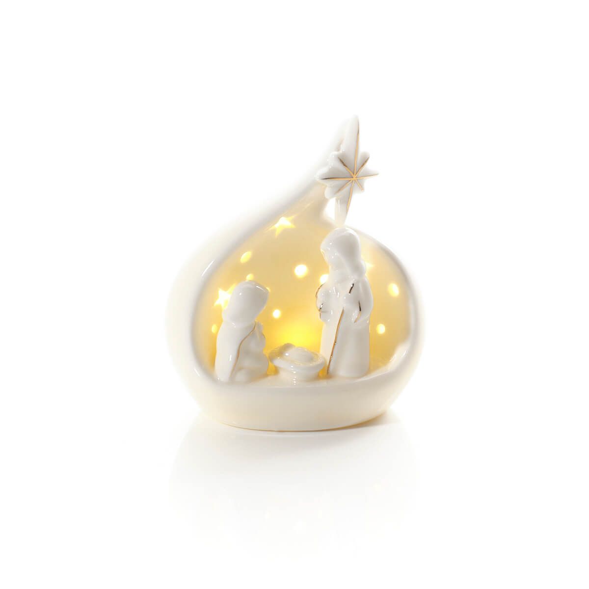 LANGS Holly and Heartfelt LED Teardrop Nativity Ornament 13cm