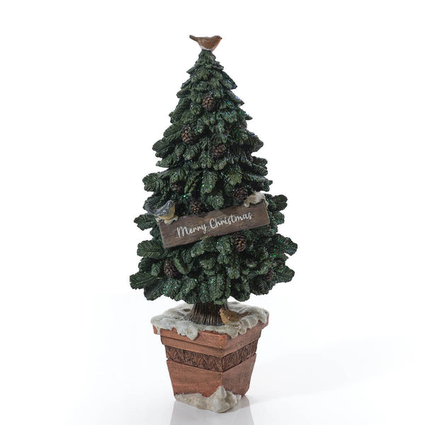 LANGS Christmas Tree with Robin Resin Figurine 34.5cm