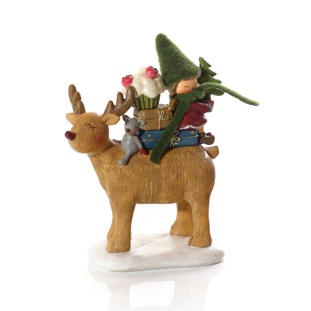 LANGS Christmas Deer with a Girl Figurine 14x18.5cm
