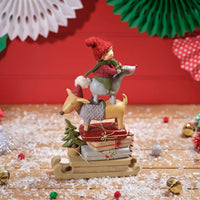 LANGS Furry & Festive LED Dog, Girl and Reindeer Stacked Figurine 26.5cm