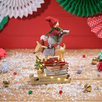 LANGS Furry & Festive LED Dog, Girl and Reindeer Stacked Figurine 26.5cm