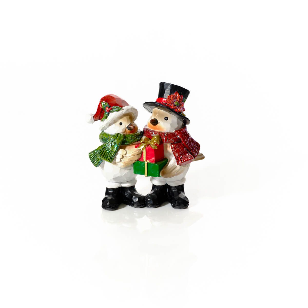 LANGS Festive Mr. and Mrs. Robin with Presents Figurine 13cm