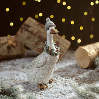 LANGS Christmas Resin Duck with Wreath and Bobble Hat Figurine 25cm