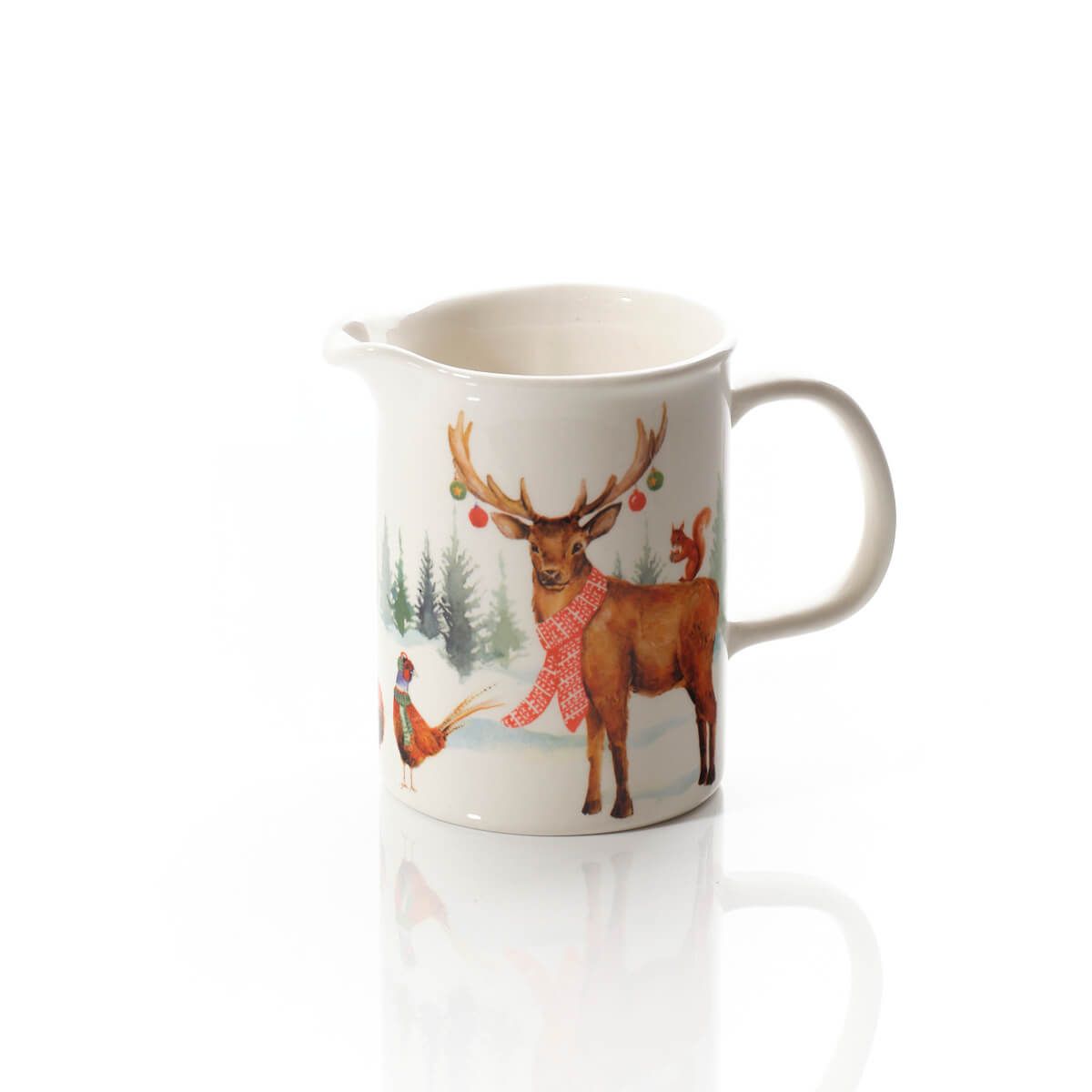 LANGS Christmas Frosted Forest Animal Ceramic Jug
