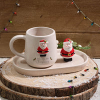 LANGS Christmas 3D Santa Ceramic Mug and Saucer Set