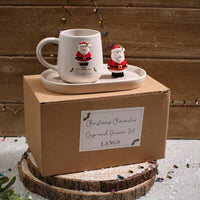 LANGS Christmas 3D Santa Ceramic Mug and Saucer Set