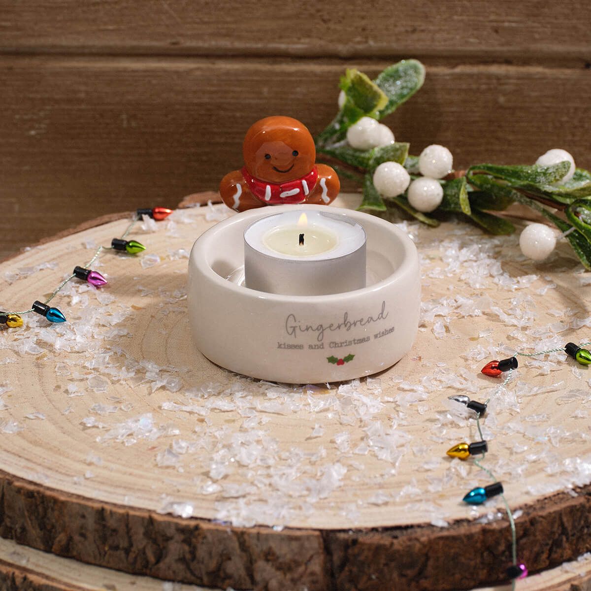 LANGS Christmas Gingerbread Ceramic Tealight Holder