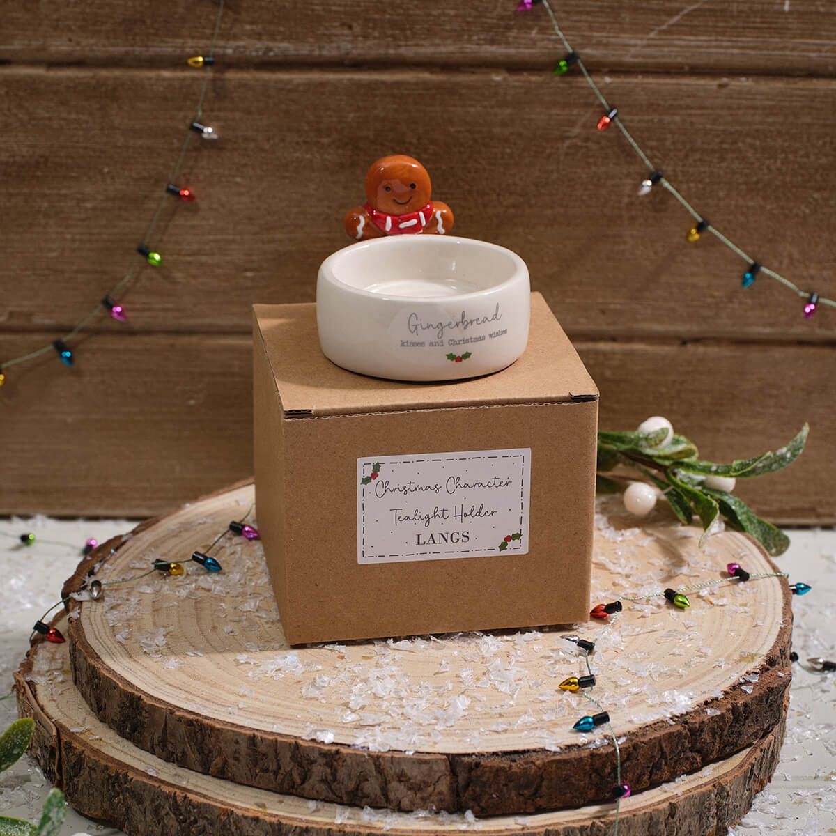 LANGS Christmas Gingerbread Ceramic Tealight Holder