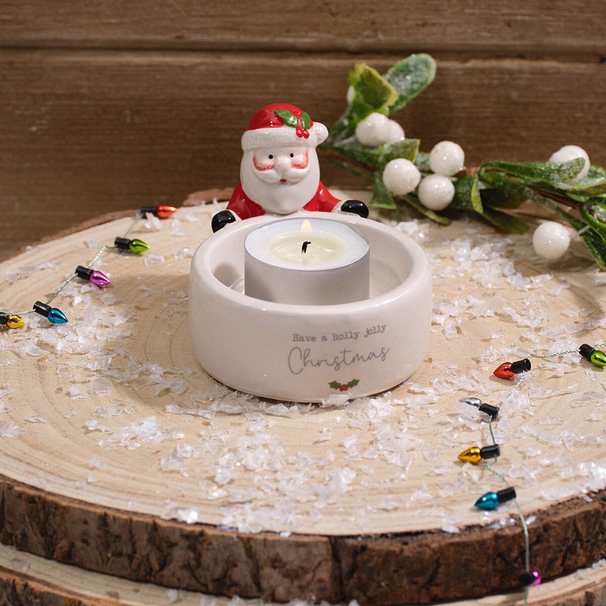 LANGS Christmas Ceramic Santa Tealight Holder