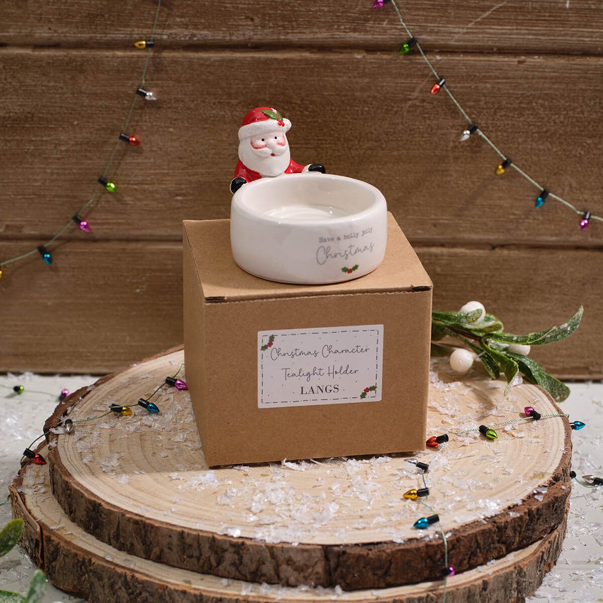 LANGS Christmas Ceramic Santa Tealight Holder