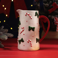 LANGS Merry Little Bows Embossed Ceramic Candy Cane Decorative Jug