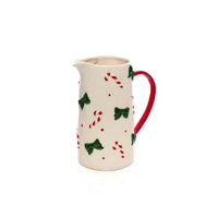 LANGS Merry Little Bows Embossed Ceramic Candy Cane Decorative Jug