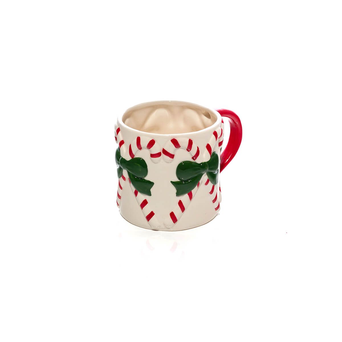 LANGS Merry Little Bows Embossed Ceramic Candy Cane Mug