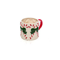 LANGS Merry Little Bows Embossed Ceramic Candy Cane Mug
