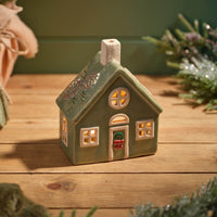 LANGS Evergreen Christmas House Candle Holder 16.5cm
