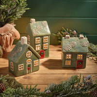 LANGS Evergreen Christmas House Candle Holder 16.5cm