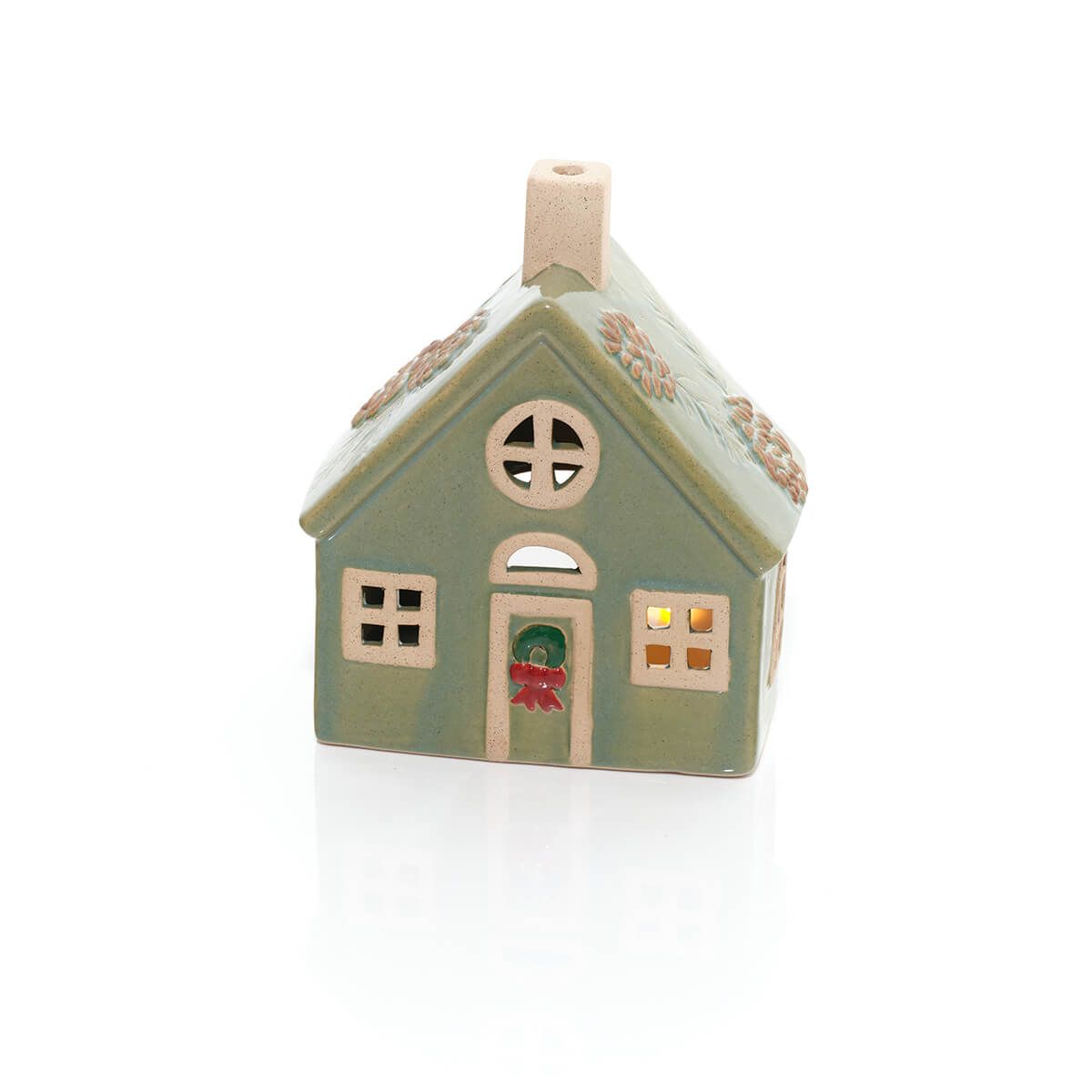 LANGS Evergreen Christmas House Candle Holder 16.5cm