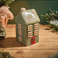 LANGS Evergreen Christmas Tall House Candle Holder 20cm