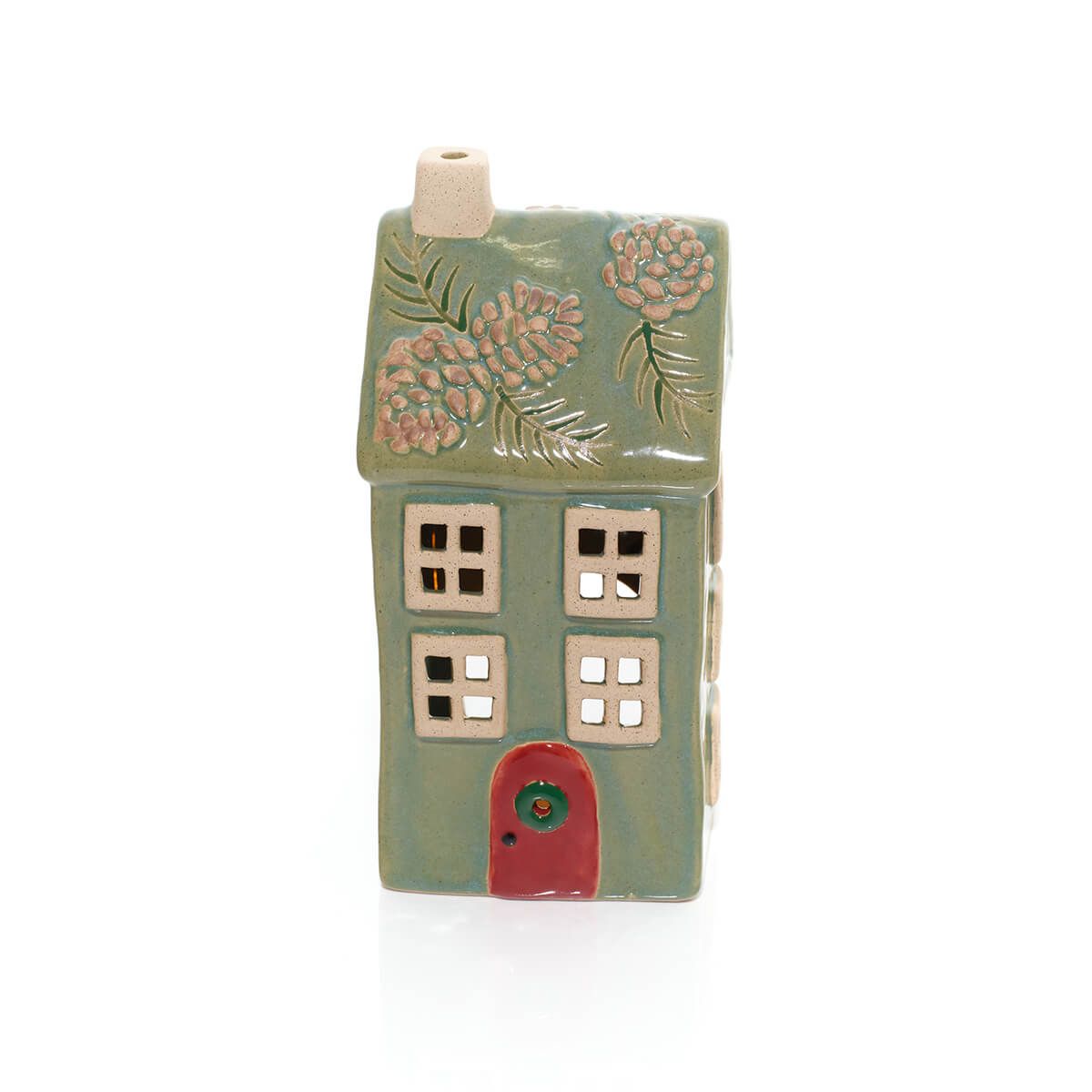 LANGS Evergreen Christmas Tall House Candle Holder 20cm